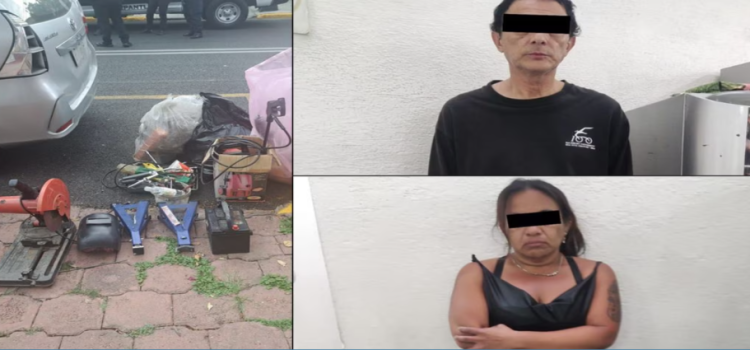 Policías de Tlalnepantla detienen a pareja de presuntos ladrones saqueando una casa