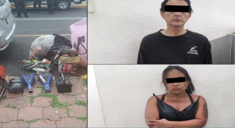 Policías de Tlalnepantla detienen a pareja de presuntos ladrones saqueando una casa