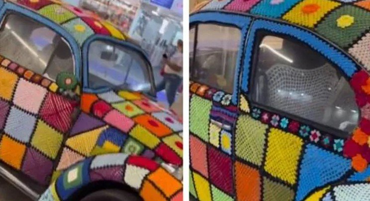 Le tejió un forro a su VW