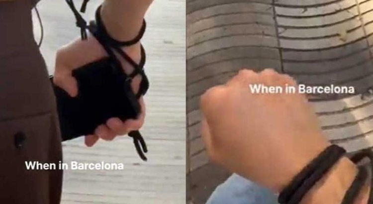 Se amarran turistas sus celulares a las manos