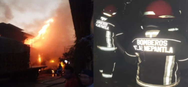 Incendio destruye bodega de tarimas en San Juan Ixhuatepec, Tlalnepantla