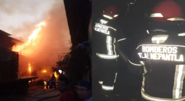 Incendio destruye bodega de tarimas en San Juan Ixhuatepec, Tlalnepantla