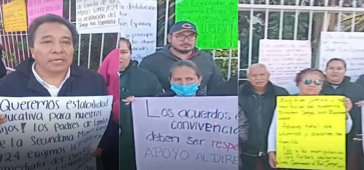 Padres protestan por injusta destitución de un director en Tlalnepantla