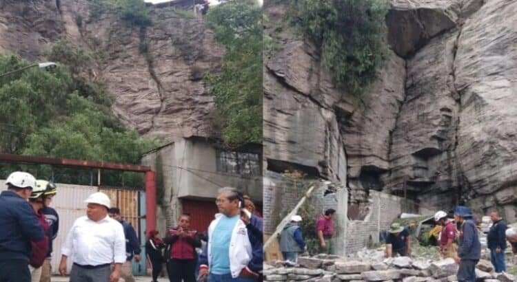 Retiran rocas en riesgo de colapso en La Cantera, Tlalnepantla