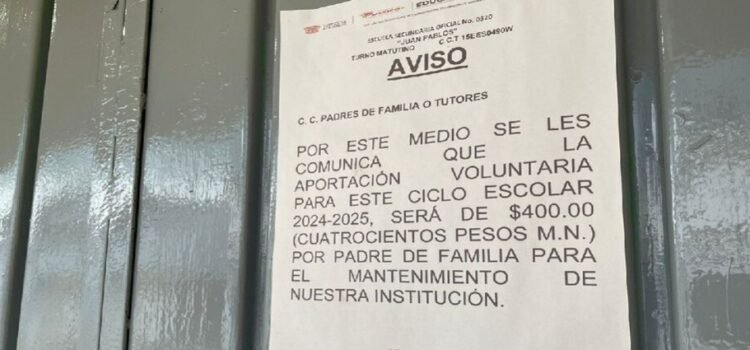 Cuotas escolares no son obligatorias en Edomex