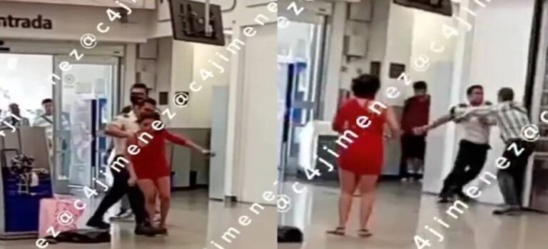 Captan pelea entre un guardia de seguridad y 'farderos' en supermercado de Tlalnepantla