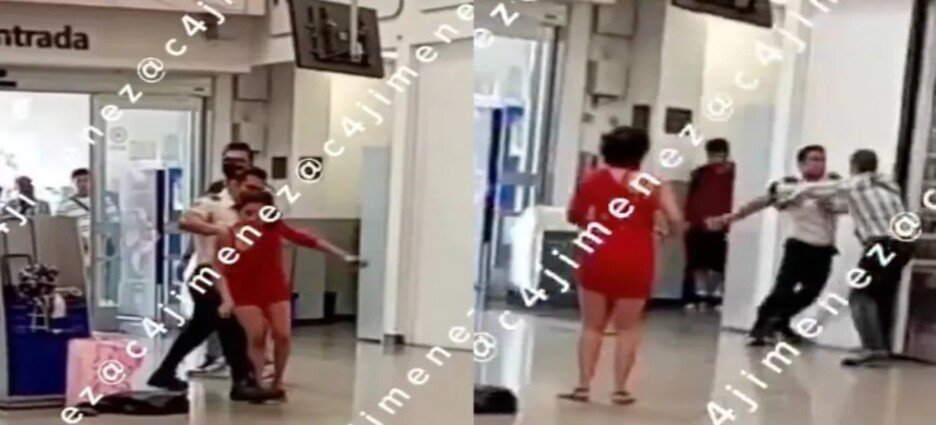 Captan pelea entre un guardia de seguridad y 'farderos' en supermercado de Tlalnepantla