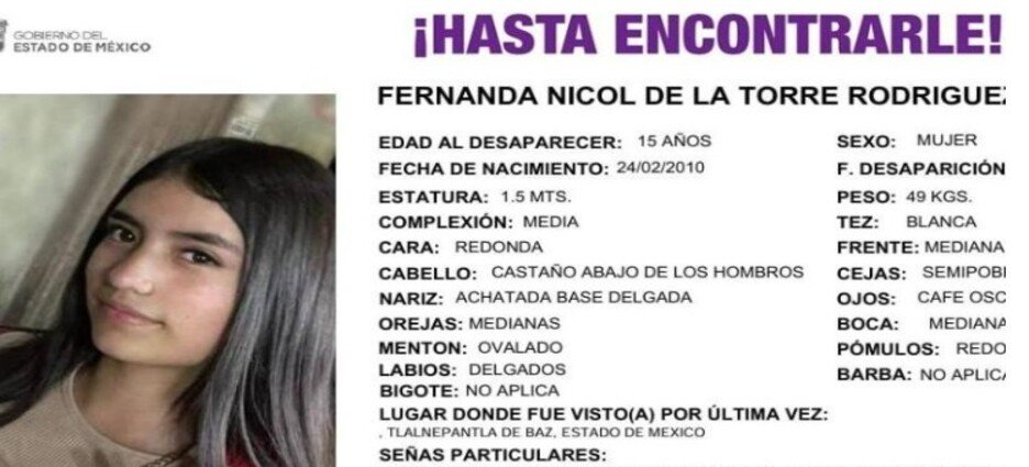 Joven de 15 años desapareció en Tlalnepantla de Baz